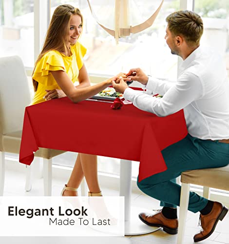 Utopia Kitchen 2 Pack Red Square Tablecloth 54x54 Inches - Wrinkle-Resistant & Stainproof Polyester