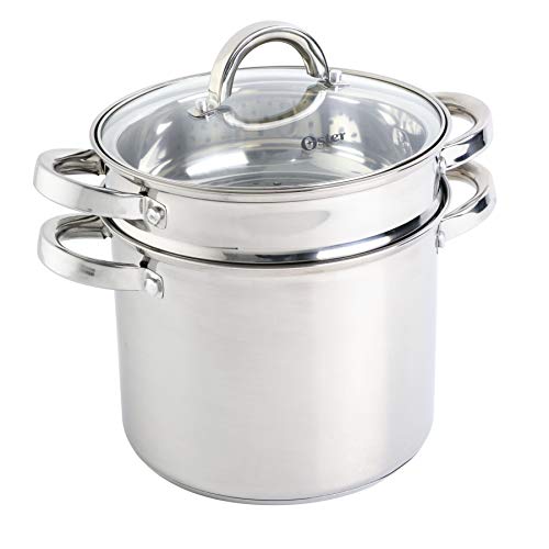 Oster Sangerfield 5-Quart Stainless Steel Pasta Pot Set with Lid, Steamer & Strainer