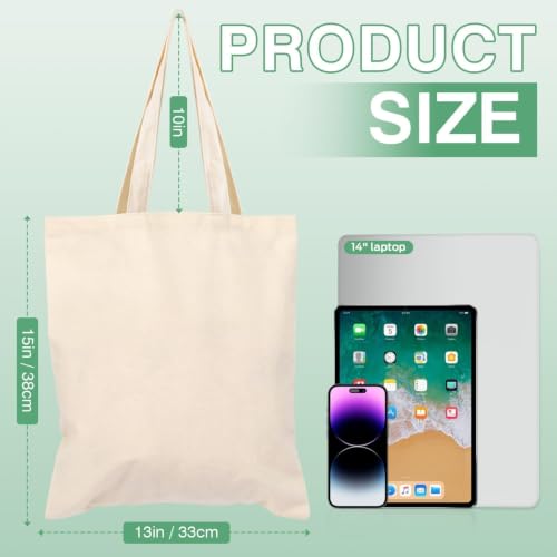 Natural Canvas Tote Bags 50 Pack - 13x15 Inches DIY Customization