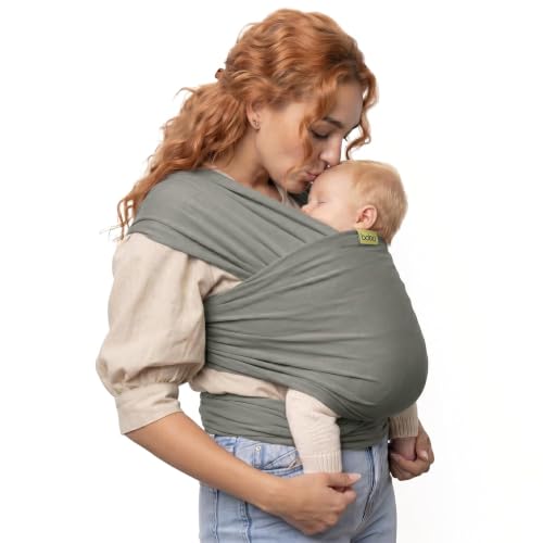 Baby Wrap Carrier - Stretch Cotton Newborn Sling Grey - Ergonomic & Hip-Healthy