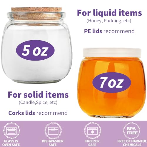 40 Pack 7oz Glass Jars with Cork & PE Lids for Food Storage & Crafts