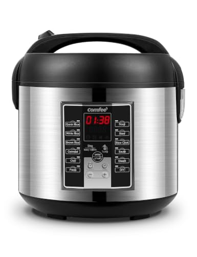 COMFEE' 10-Cup Uncooked Rice Cooker with 14 Presets, Nonstick Pot, 5.3Qt Capacity