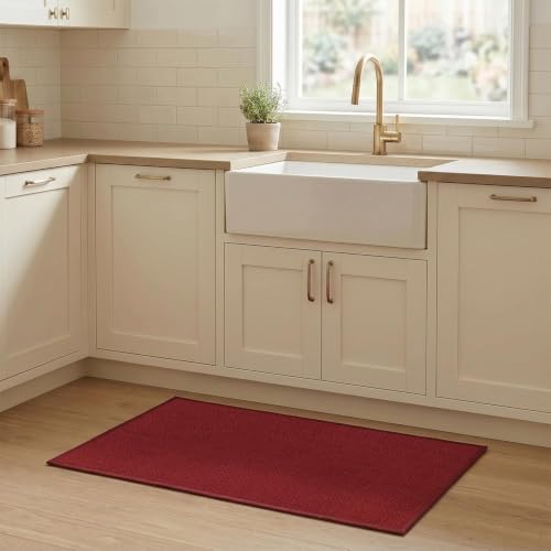 Artoid Mode 17" x 29" Red Absorbent Non-Slip Doormat – Natural Rubber Back, Washable Holiday Floor Mat
