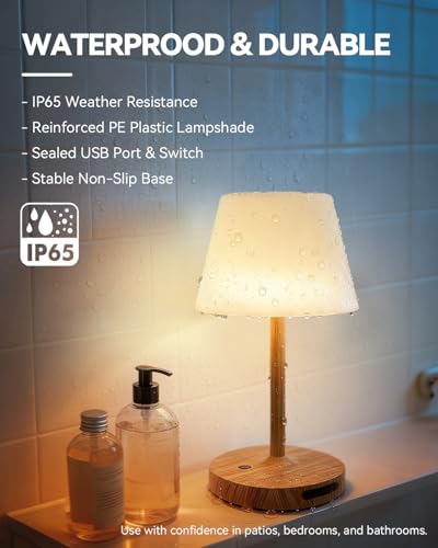 Outdoor Waterproof Shower Lamp with 8000mAh Power Bank - Wood Grain Variation