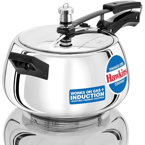 Hawkins 5 Litre Contura Pressure Cooker, Stainless Steel Inner Lid