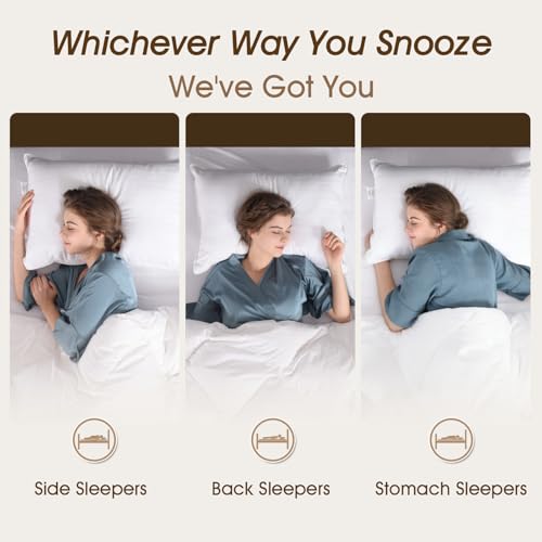 Downluxe Standard Size Pillow Set of 2 - Hotel Collection Soft Bed Pillows with Stripes for Side, Back, Stomach Sleepers