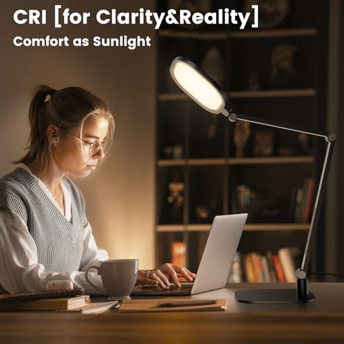 Black LED Desk Lamp for Home Office, 1200LM Zoom Lighting, CRI 97.8 - LitONES