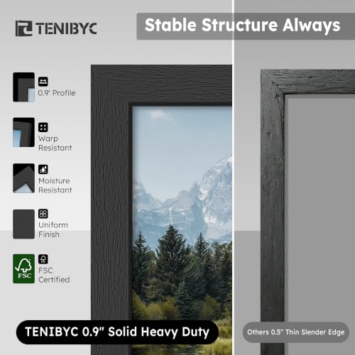 16x20 Black Wood Frame Set - 3 Pack Wall Hanging Picture Frames