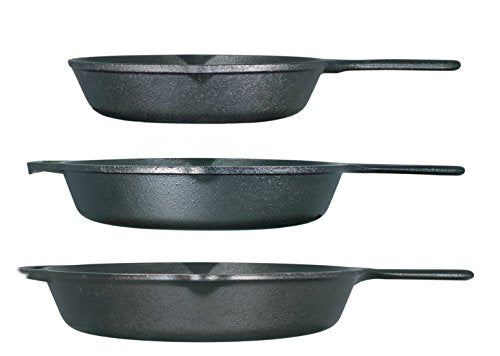 Lodge Cast Iron Skillet Set 3-Piece Bundle - 12, 10.25 & 8 Inch Frying Pans