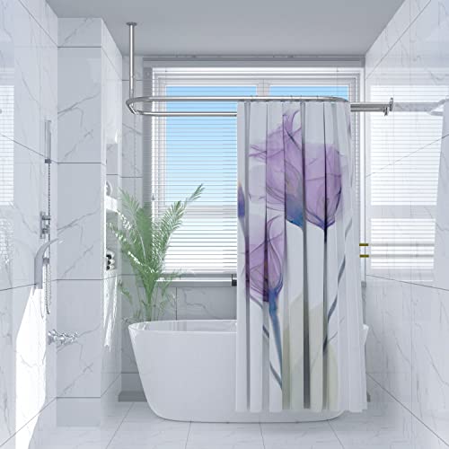 Sikaiqi Square Aluminum Shower Curtain Rod 58.3x24 Inches Rustproof Heavy Duty for Clawfoot & Freestanding Tubs