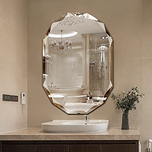 Frameless Beveled Bathroom Wall Mirror 24 x 36 Inch - Horizontal & Vertical Mount