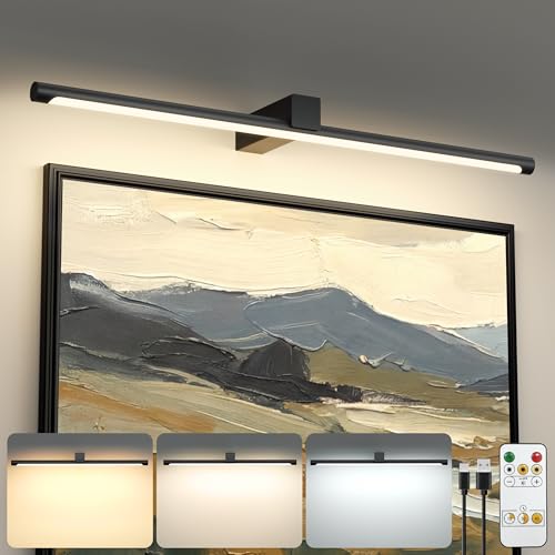 Wireless Metal Picture Light 23.6 Inch Black - Battery Operated, Remote Control, 1 Pack