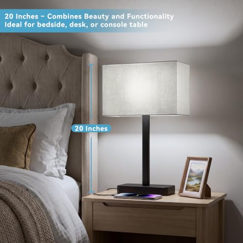 Touch Nightstand Lamps Set of 2 with USB Charging Gray & Black