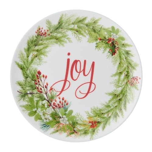 Mikasa Holiday Festive Garland Appetizer Plates Set of 6, 7-inch Bone China Christmas Partyware