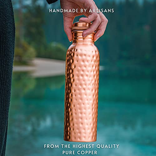 Copper Water Bottle - 34 Oz Extra Large Hammered Pure Copper Vessel for Drinking - Kosdeg