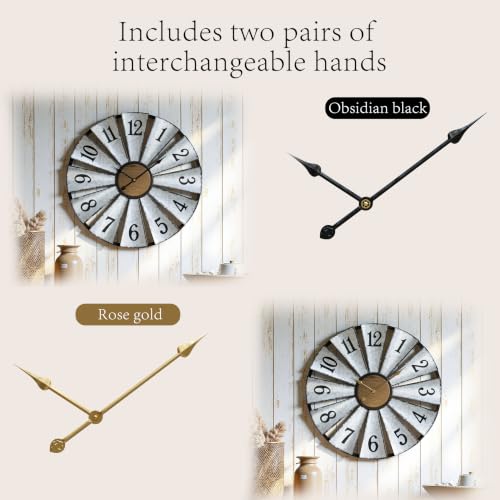 Vantic 30'' Windmill Large Wall Clock, Distressed Metal Clock