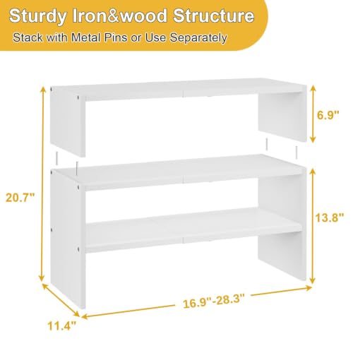 White 3-Tier Expandable Shoe Rack Organizer for Closet & Entryway - Stackable, Holds 8-16 Pairs - 1 Pack