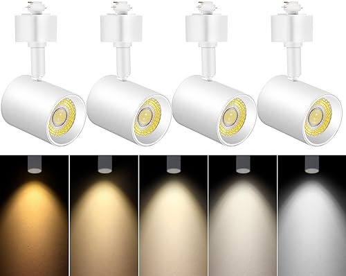 VANoopee 4 Pack White Dimmable LED Track Lighting Heads 5 Color Temp Adjustable