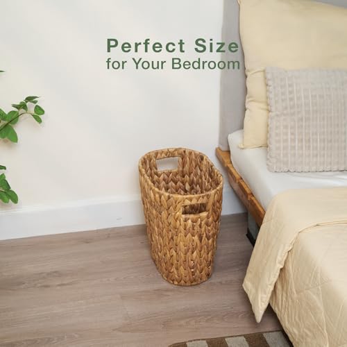 2-Pack 3 Gallon Wicker Trash Cans - Natural Water Hyacinth Waste Baskets for Bathroom, Bedroom, Office