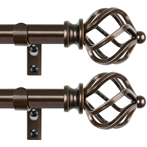 KAMANINA 2 Pack Adjustable Bronze Curtain Rods 32-86 Inches for Windows