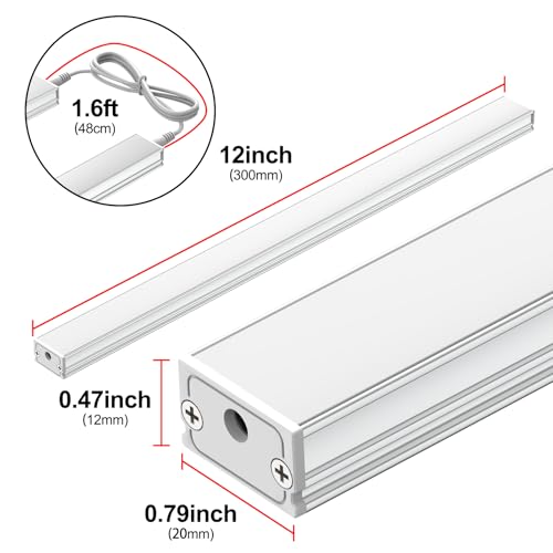 Under Cabinet Lighting 3 Pack 12 Inch Linkable - 4500K Daylight White, Dimmable, Manual Switch