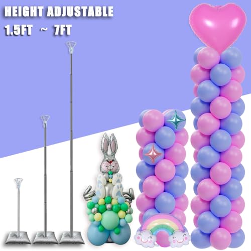 DECOJOY Balloon Columns Stand Set of 4, 7 Feet Telescoping Ballon