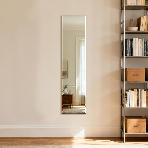 48x12 Inch Frameless Full Length Wall Mirror - Modern Bathroom Vanity Mirror - Ruomeng