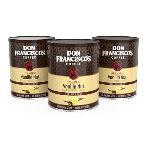 Don Francisco's Vanilla Nut Ground Coffee Can Pack of 3, 10 oz Each - Medium Roast, Arabica Blend