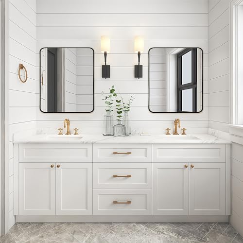 36 x 30 Black Framed Bathroom Mirror Matte Black Frame, Rectangular
