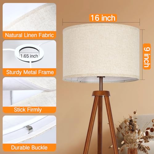 16-Inch Beige Drum Lamp Shade - Large Linen Replacement for Floor & Table Lamps Variation of THIS listing