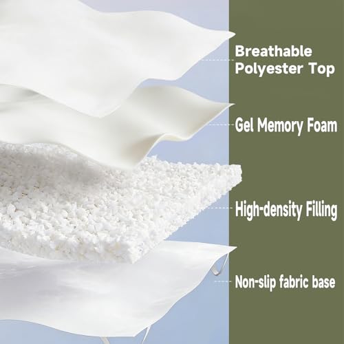 SHOUREN 5 Inch Queen Memory Foam Mattress Topper with Gel & Shredded Foam - White, Back Pain Relief