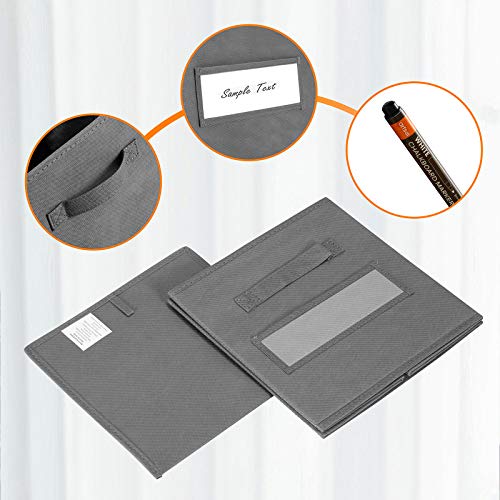 Gray 11-Inch Foldable Fabric Cube Storage Bins with Labels - Set of 10