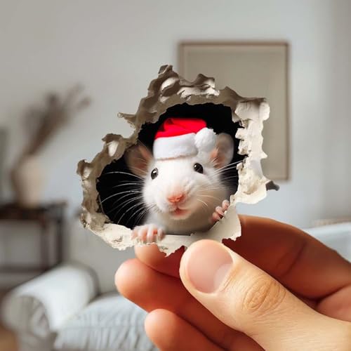 Jingle Paws Christmas Mouse in Mousehole Wall Decal - Removable Kids Decor