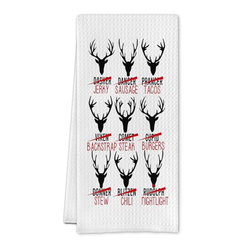 Funny Santa’s Reindeer Kitchen Towels, 16x24 - Cilrii Christmas Deer Hand Towel - Section 2