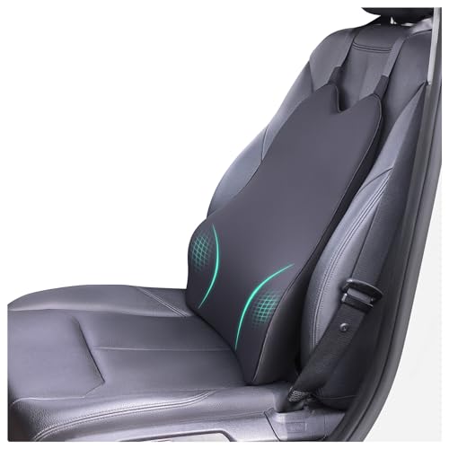 Dreamer Car Lumbar Support Pillow for Car - Memory Foam Whole Back Relief, 20.9 x 16.9 x 5.9 in