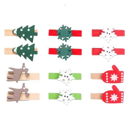 Mini Christmas Wooden Clips 120PCS, Christmas Photo Clips, Christmas Tree Clothespins for Christmas Hanging Photos and Party Decorations