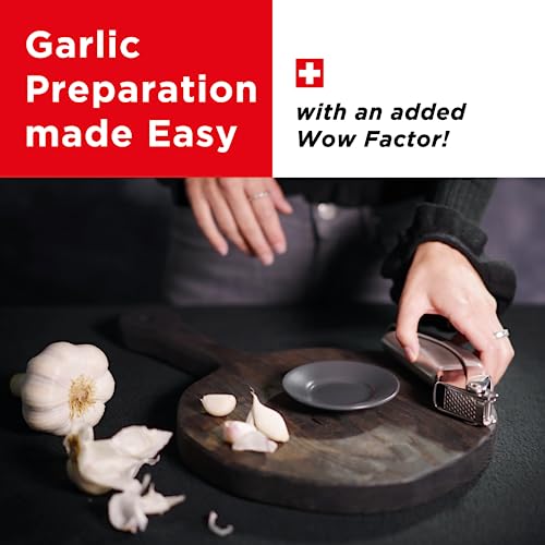 Kuhn Rikon Epicurean Garlic Press Stainless Steel - Effortless, Easy Clean, 6.5 Inch