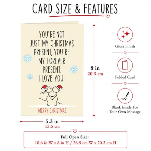 Cheerin Forever Christmas Card with Envelope – Funny Romantic Xmas Card for Boyfriend Girlfriend Husband Wife