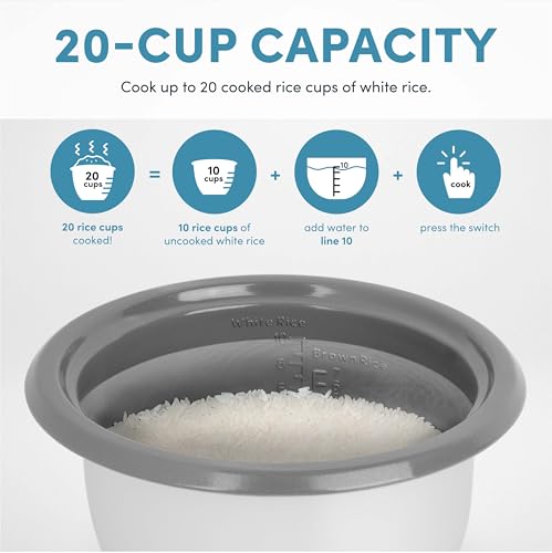 AROMA® 20-Cup (Cooked) One-Touch Rice Cooker and Food Steamer with
