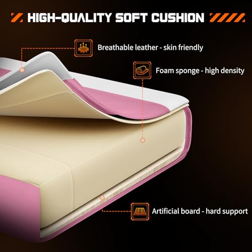 Sweetcrispy Pink White Gaming Chair with Lumbar Support & Ergonomic Design