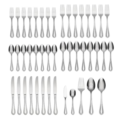 Oneida Countess 45-Piece Flatware Set for 8 - Silverware with Beaded Edge