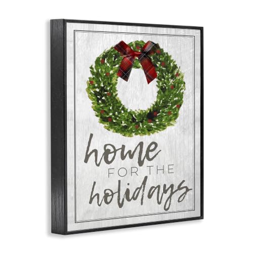 Stupell Holiday Wreath Bow Framed Giclée Print 16 x 20 in Black Frame