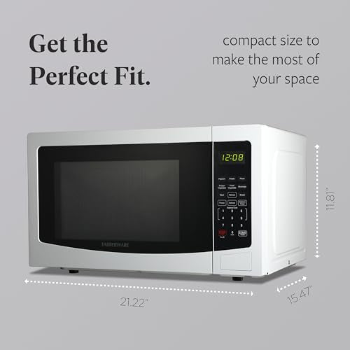 Farberware 1.1 Cu. Ft White Countertop Microwave Oven - 1000W, Auto Cook, Child Lock