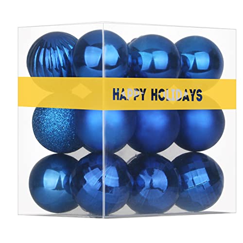 Royal Blue Christmas Balls 3.2 Inch - Set of 18 Shatterproof Holiday Ornaments