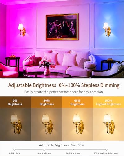 Battery Operated Wall Sconce - 12 RGB Colors & Dimmable, Gold - Wireless