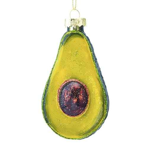 Joiedomi Christmas Avocado Glass Ornament, Glass Blown Food Ornament Presents for Christmas Tree Decoration, Xmas Food Decoration for Xmas Gift Party Favor