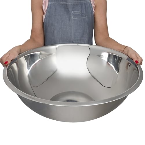 30 Quart Stainless Steel Mixing Bowls Set - 3 Nesting Large Food Prep Bowls