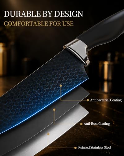 15-Piece Kitchen Knife Set with Block - Sharp Stainless Steel Blades