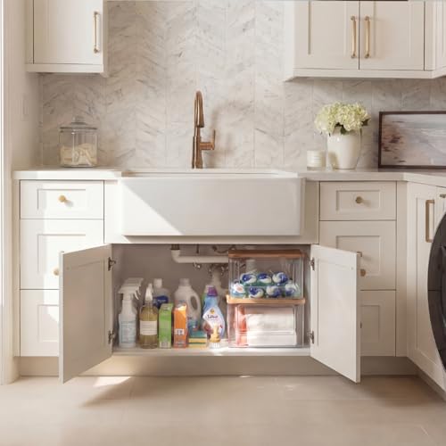 Hudgan Trash Bag Dispenser Under Sink 2-in-1 Garbage Bag Holder & Organizer for Kitchen & Laundry