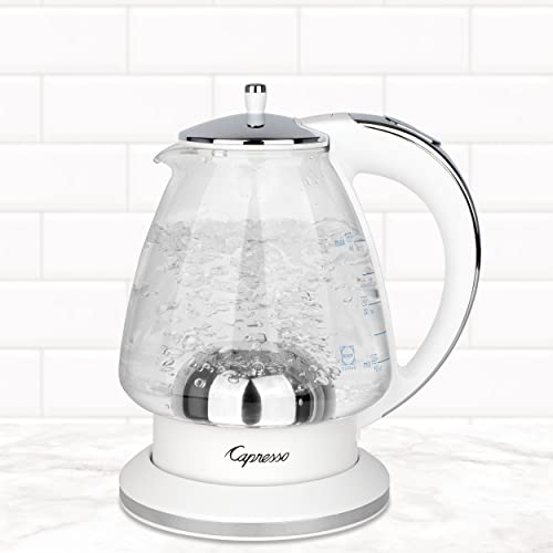 Capresso H2O Glass Kettle, 240.02, White and polished chrome, 48